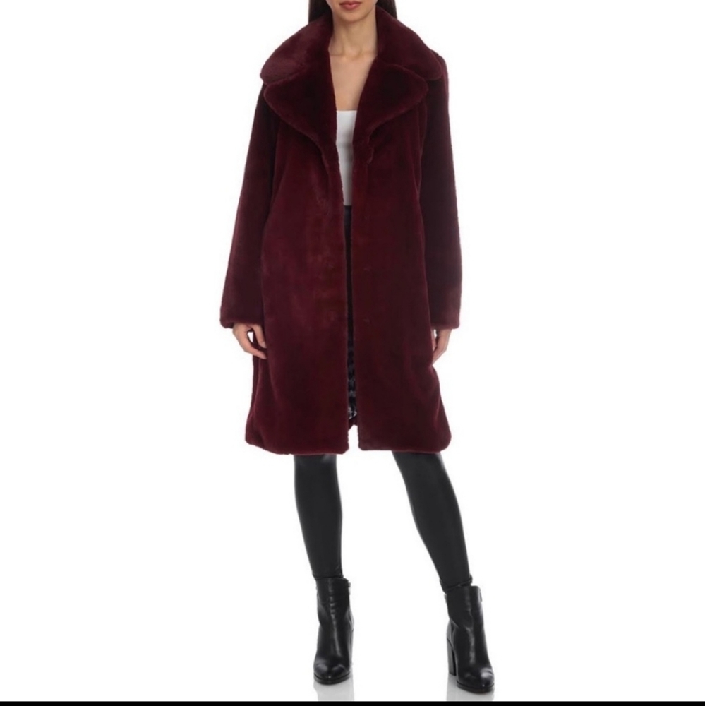 Badgley Mischka *blue* faux fur bunny trench coat